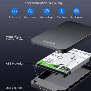 ORICO θήκη για 2.5" SATA HDD/SSD HM25U3, 5Gbps, μαύρη 3 μαύρη