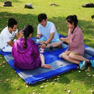 HOME USE αυτοφούσκωτο στρώμα HUH-0238 με μαξιλάρι, διπλό, 192x132x3cm, μπλε/γκρι 2 διπλό