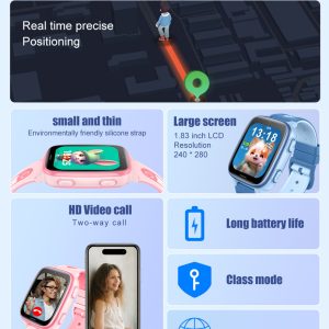 INTIME GPS smartwatch για παιδιά με Ελληνικό μενού & κλήσεις IT-073, 1.83", κάμερα, 4G, IPX5, ροζ 2 1.83"