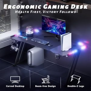 LAMTECH RGB GAMING DESK WITH CUP HOLDER & HEADPHONE HOOK 4 LAM980343 3
