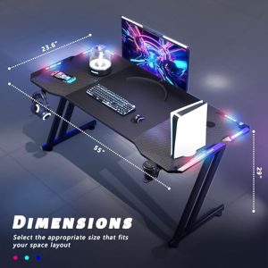 LAMTECH RGB GAMING DESK WITH CUP HOLDER & HEADPHONE HOOK 3 LAM980343 4