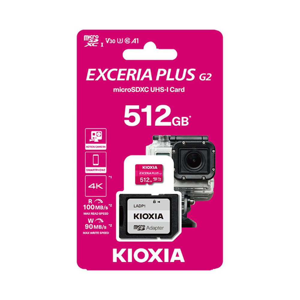 KIOXIA 4K MICRO SD GEN2 512GB EXCERIA PLUS UHS I U3 WITH ADAPTER KIOXIA 4K MICRO SD GEN2 512GB EXCERIA PLUS UHS I U3 WITH ADAPTER