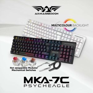 ARMAGGEDDON MECHANICAL HOT-SWAP KEYBOARD 12FX BACKLIGHT BLUE SWITCH MKA-7C 2024 BLACK CLICKY 2 MKA 7C 2024 CB 1