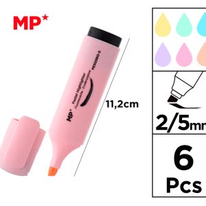 MP σετ μαρκαδόροι υπογράμμισης PE505, πάχος μύτης 2-5mm, διάφορα χρώματα, 6τμχ 2 πάχος μύτης 2-5mm