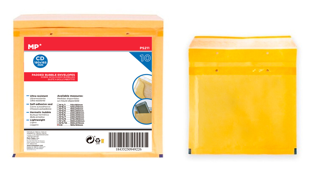MP σετ φάκελοι με φυσαλίδες PS211 MP σετ φάκελοι με φυσαλίδες PS211