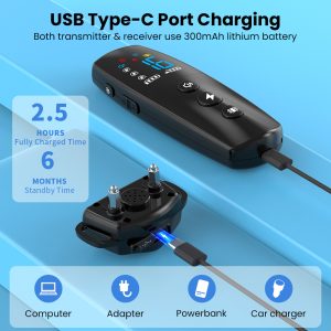 POWERTECH ηλεκτρικό κολάρο εκπαίδευσης σκύλου PT-1398 με ασύρματο χειριστήριο, εμβέλεια 800m 4 PT 1398 3