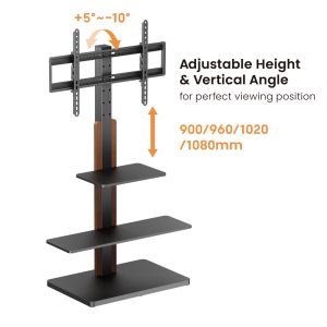 POWERTECH βάση τηλεόρασης δαπέδου PT-1422, 32-75", έως 40kg, με ράφια 3 έως 40kg