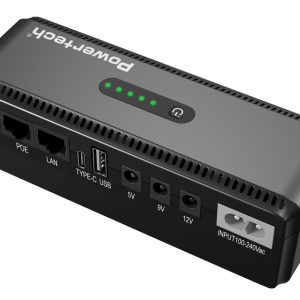 POWERTECH mini DC UPS PT-1436, 18W, 8800mAh, 3x DC, USB/USB-C/LAN/POE, μαύρο 3 8800mAh
