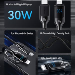 USAMS καλώδιο Lightning σε USB-C SJ741, 30W, 480Mbps, 1.2m, λευκό 2 30W