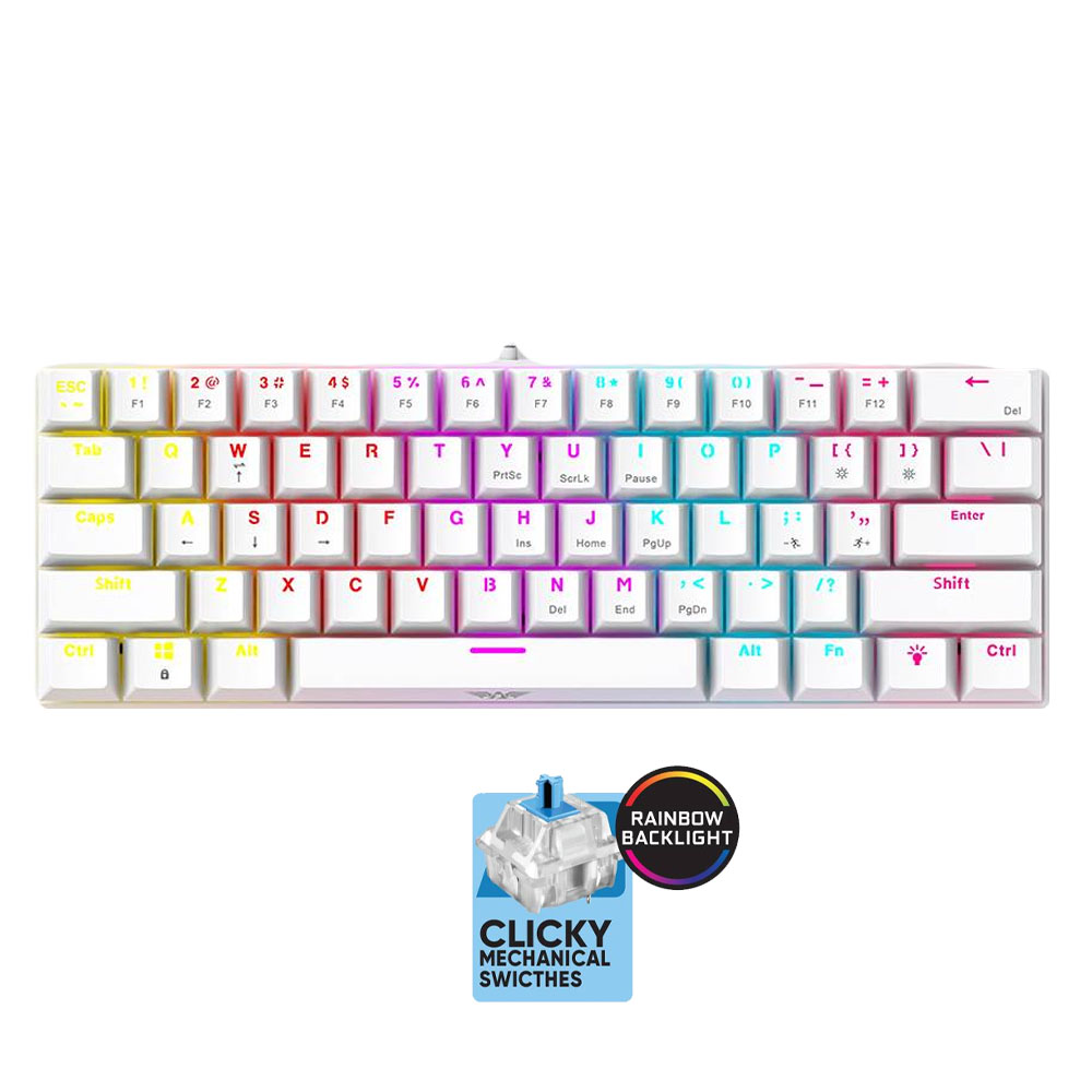 ARMAGGEDDON 61-KEYS WIRED MECH KEYBOARD BL.SW. MKA-1C CORE CLICKY WHITE ARMAGGEDDON 61-KEYS WIRED MECH KEYBOARD BL.SW. MKA-1C CORE CLICKY WHITE