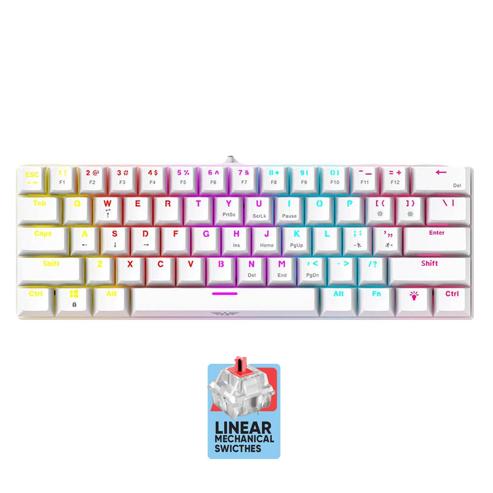 ARMAGGEDDON 61-KEYS WIRED MECH KEYBOARD RED.SW. MKA-1C CORE LINEAR WHITE ARMAGGEDDON 61-KEYS WIRED MECH KEYBOARD RED.SW. MKA-1C CORE LINEAR WHITE