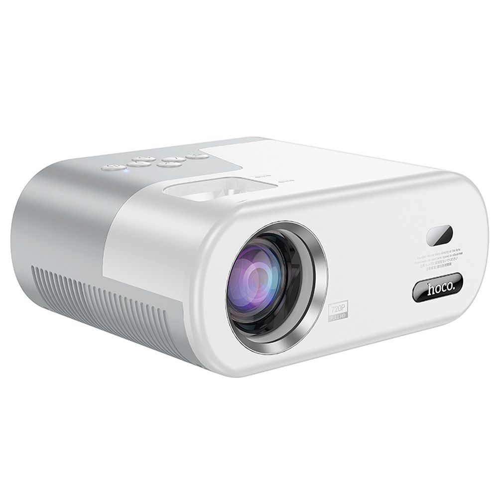 HOCO projector with Android software Wi-Fi Bluetooth 720P DT2 white Προβολέας HOCO DT2 Smart Projector 720P με Android, Wi-Fi Dual Band & Bluetooth – Λευκός