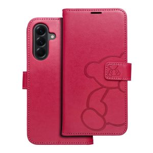 Flip case for Samsung A56 5G Mezzo Book teddy bear magenta