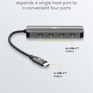 GOOBAY USB hub 76565, 4x θυρών, USB 3.2, 10Gbps, USB-C σύνδεση, γκρι 4 10Gbps