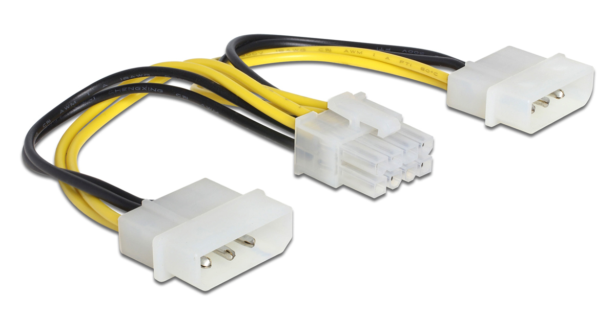 DELOCK καλώδιο 2x 4pin molex σε 8pin EPS 83410 DELOCK καλώδιο 2x 4pin molex σε 8pin EPS 83410