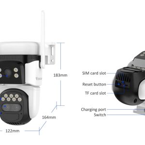 VSTARCAM smart ηλιακή κάμερα BG621TR, triple lens, 3MP, 4G, SD, PTZ, IP66 3 3MP