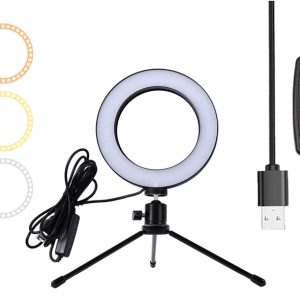 CABLETIME φωτιστικό δαχτυλίδι LED CT-LRL6-PB με μίνι τρίποδα & σφιγκτήρα, βάση smartphone, Φ16cm 3 Φ16cm