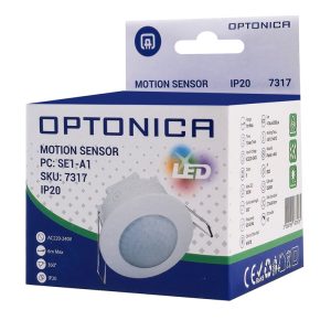 OPTONICA αισθητήρας κίνησης 7317, χωνευτός, 360°, 6m, IP20, λευκός 3 360°