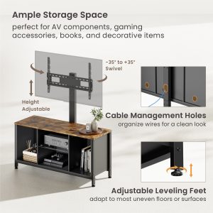 BRATECK έπιπλο τηλεόρασης με βάση WP2006ST-BR, 37-75", 115x38x131.3cm, καφέ 3 115x38x131.3cm