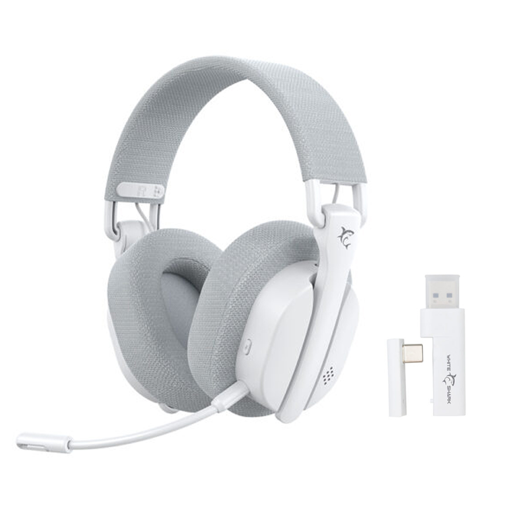WHITE SHARK 3-IN-1 WIRELESS FOLDABLE GAMING HEADPHONES WGH-2444 FIRECREST WHITE WHITE SHARK 3-IN-1 WIRELESS FOLDABLE GAMING HEADPHONES WGH-2444 FIRECREST WHITE