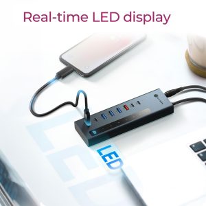 ICY BOX 9-IN-1 LED DISPLAY HUB WITH 2xTYPE-C PD100W 1xTYPE-C PD20W, 4xUSB3.2 & TYPE-C/USB HOST CONNECTION GREY 2 4xUSB3.2 & TYPE-C/USB HOST CONNECTION GREY
