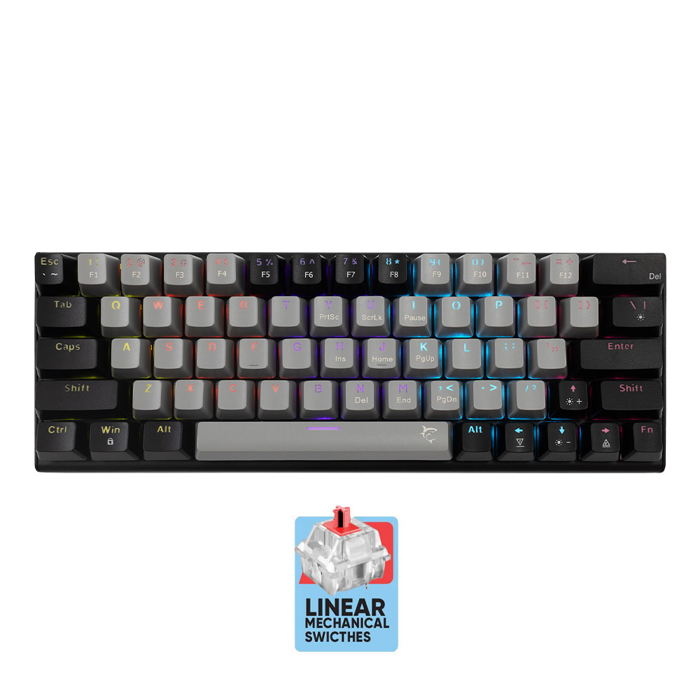 WHITE SHARK MECHANICAL KEYBOARD GK-002711V2 US RED SWITCH WAKIZASHI-2 GREY/BLACK WHITE SHARK MECHANICAL KEYBOARD GK-002711V2 US RED SWITCH WAKIZASHI-2 GREY/BLACK