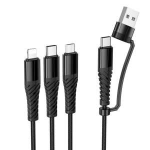 Καλώδιο φόρτισης 3in1 USB C / USB A to Lightning + USB C + Micro USB Hoco 1 μέτρο X123 Μαύρο 4 18e767a02beab7f29372ea9118889f1a