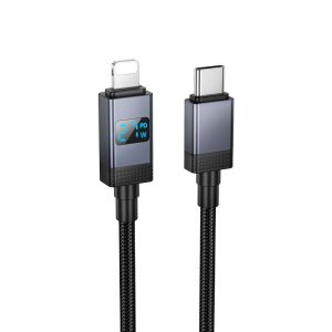 Καλώδιο φόρτισης USB C σε Lightning Hoco PD 27W με οθόνη 1 μέτρο X118 Μαύρο