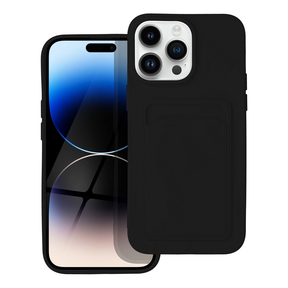 CARD case for IPHONE 14 Pro Max black Θήκη κινητού με υποδοχή κάρτας για IPHONE 14 Pro Max Μαύρη