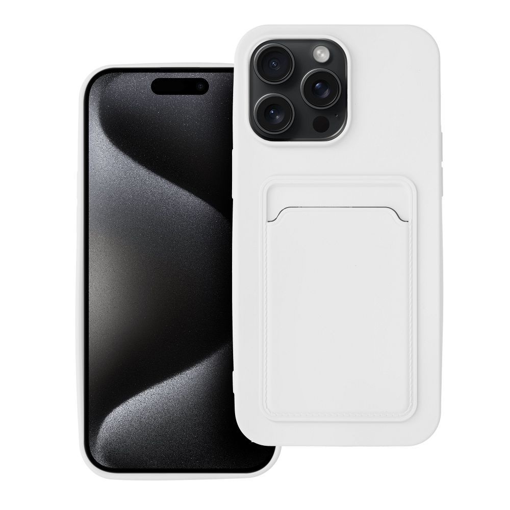 case CARD for IPHONE 15 Pro Max white Θήκη κινητού με υποδοχή κάρτας για IPHONE 15 Pro Max Λευκή