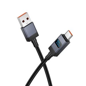 Καλώδιο φόρτισης USB A σε USB C Hoco 5A με οθόνη 1 μέτρο X118 Μαύρο 3 4c05d35919afa30ce80ac87c9b22c199