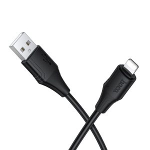 Καλώδιο φόρτισης σιλικόνης USB A σε Lightning Hoco 2,4A 1 m X124 Μαύρο