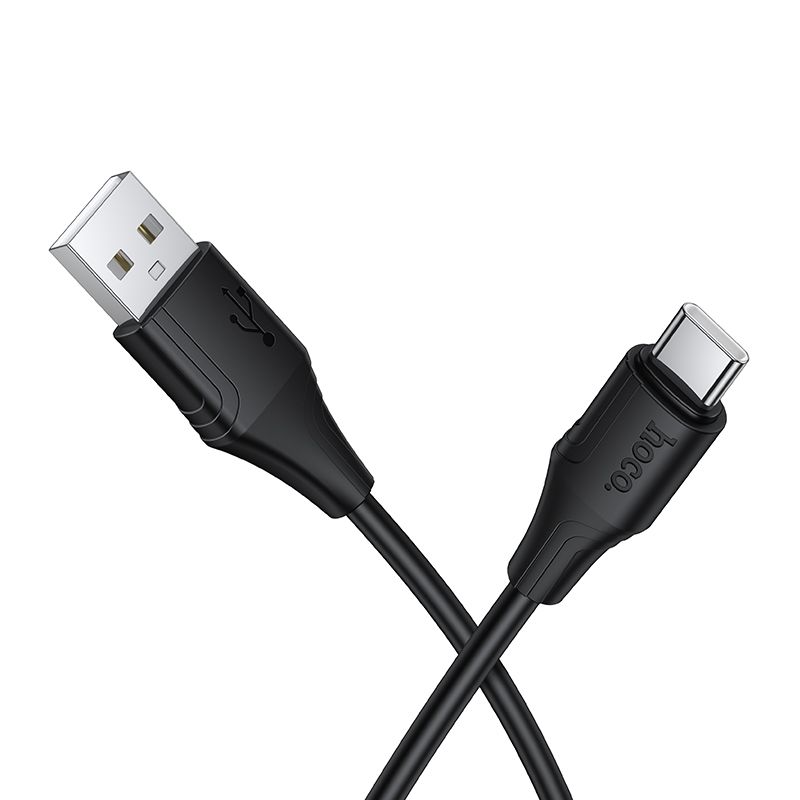 Silicone Cable USB A to USB C Hoco 3A 1 m X124 black Καλώδιο φόρτισης USB A σε USB C Hoco 3A 1 μέτρο X124 Μαύρο Σιλικόνη