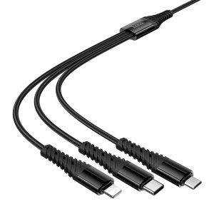 Καλώδιο φόρτισης 3in1 USB C / USB A to Lightning + USB C + Micro USB Hoco 1 μέτρο X123 Μαύρο