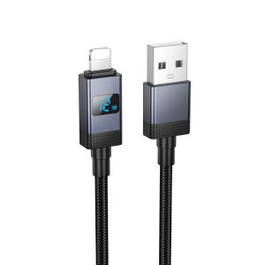 Καλώδιο φόρτισης USB A σε Lightning Hoco 2,4A με οθόνη 1 μέτρο X118 Μαύρο