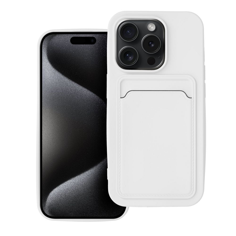 case CARD for IPHONE 15 Pro white Θήκη κινητού με υποδοχή κάρτας για IPHONE 15 Pro Λευκή