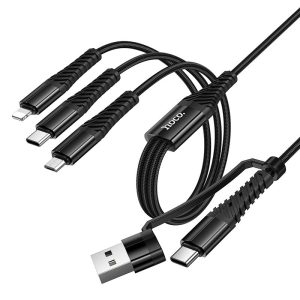 Καλώδιο φόρτισης 3in1 USB C / USB A to Lightning + USB C + Micro USB Hoco 1 μέτρο X123 Μαύρο 3 db3ef074d88051a955a10b8e999885d9