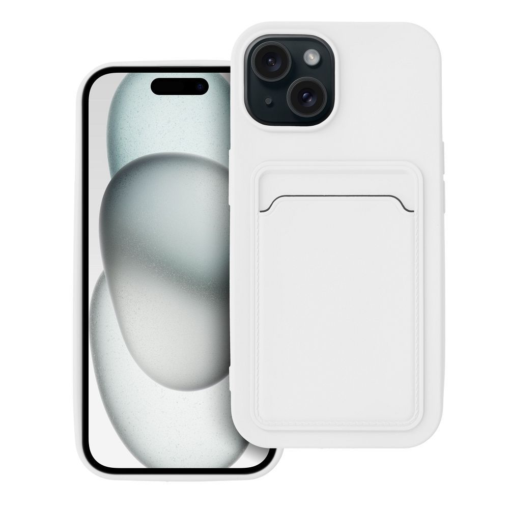 CARD case for IPHONE 15 white Θήκη κινητού με υποδοχή κάρτας για IPHONE 15 Λευκή