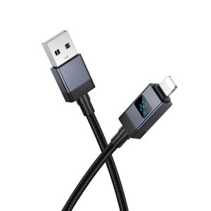 Καλώδιο φόρτισης USB A σε Lightning Hoco 2,4A με οθόνη 1 μέτρο X118 Μαύρο 3 e18fb51b5edb2a36ea361f466ddf95d6