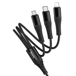 Καλώδιο φόρτισης 3in1 USB C / USB A to Lightning + USB C + Micro USB Hoco 1 μέτρο X123 Μαύρο 5 fcfffb9a4623de45fe8b49d81a6e23eb