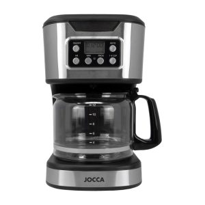 JOCCA DIGITAL DRIP COFFEE MACHINE 1.5L WITH GLASS JUG AND TIMER SILVER/BLACK