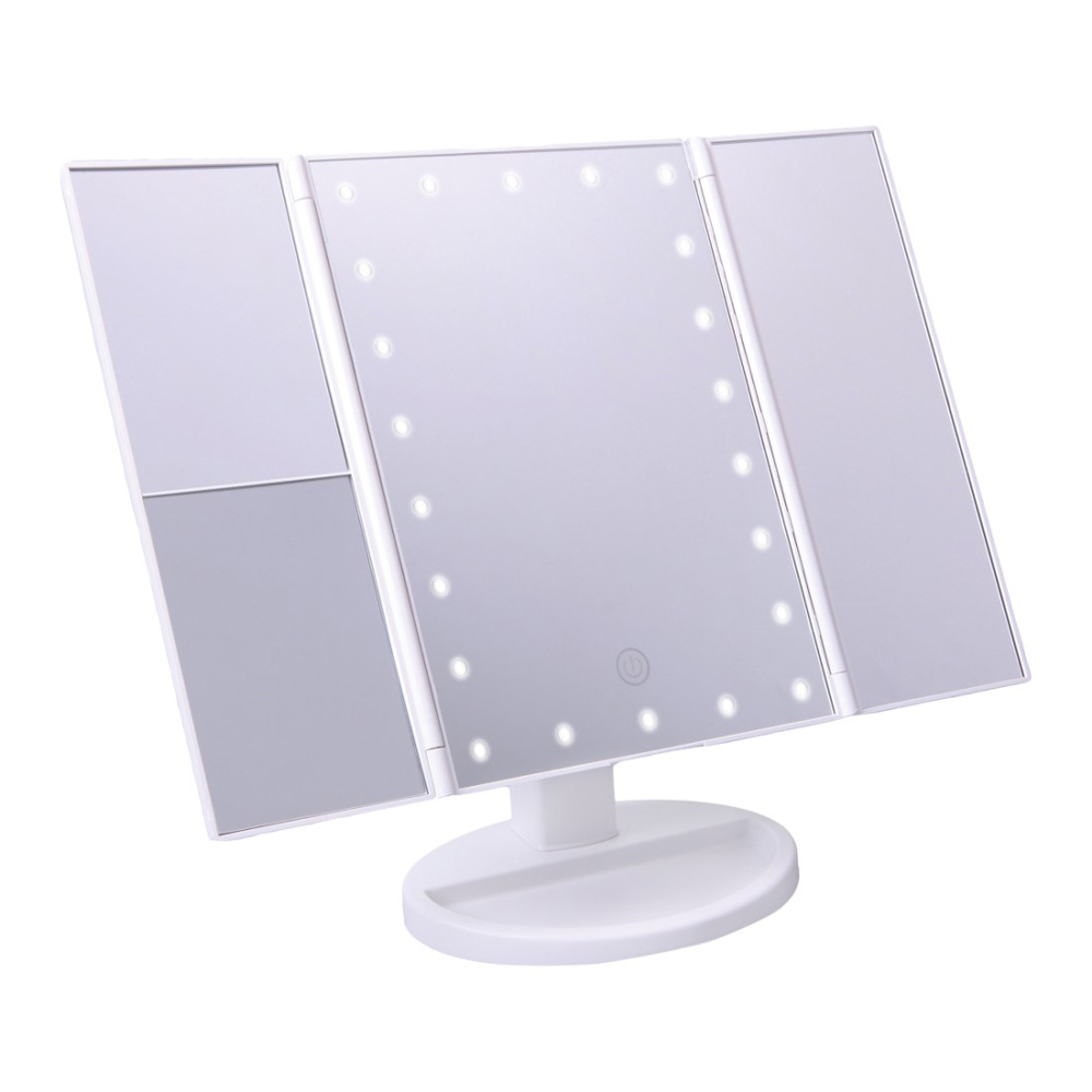 JOCCA FOLDABLE MAKEUP MIRROR WITH LED LIGHT AND 1X/2X/3X MAGNIFICATION WHITE JOCCA FOLDABLE MAKEUP MIRROR WITH LED LIGHT AND 1X/2X/3X MAGNIFICATION WHITE