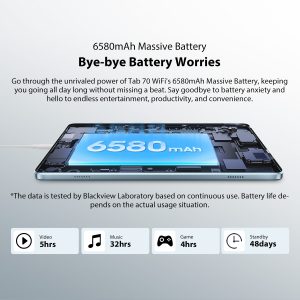 BLACKVIEW QUAD-CORE TABLET 10.1' (4GB+64GB) TAB70 WIFI ANDROID 14 GREY REFURBISHED 4 128 01 000024 10 1