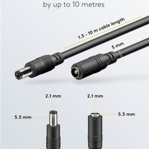 GOOBAY καλώδιο προέκτασης τροφοδοσίας 71400, 5.5x2.1mm, 10m, μαύρο 4 μαύρο