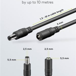 GOOBAY καλώδιο προέκτασης τροφοδοσίας 71401, 5.5x2.5mm, 3m, μαύρο 4 μαύρο