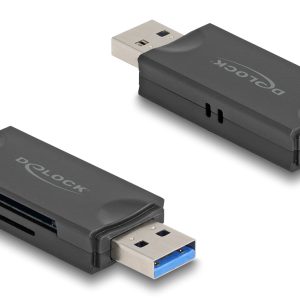 DELOCK card reader 91020 για SD & micro SD, USB/USB-C σύνδεση, 5Gbps, μαύρο 3 5Gbps