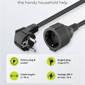 GOOBAY μπαλαντέζα προέκταση ρεύματος 93094, schuko, 3x 1.5mm², 5m, μαύρη 2 schuko