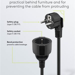 GOOBAY μπαλαντέζα προέκταση ρεύματος 93094, schuko, 3x 1.5mm², 5m, μαύρη 3 3x 1.5mm²