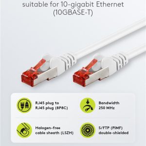 GOOBAY καλώδιο δικτύου 93503, CAT 6 S/FTP, copper, 250MHz, 10m, λευκό 2 CAT 6 S/FTP