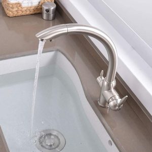 BRUNO μπαταρία πάγκου κουζίνας BRN-0238, τρίοδη, αναμεικτική, ασημί 2 τρίοδη